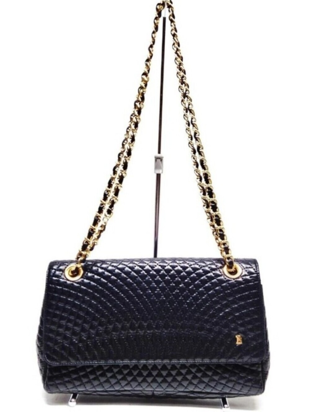 Bally Italy Black Quilted Leather Chain Shoulder | Vintage + Dust Bag
